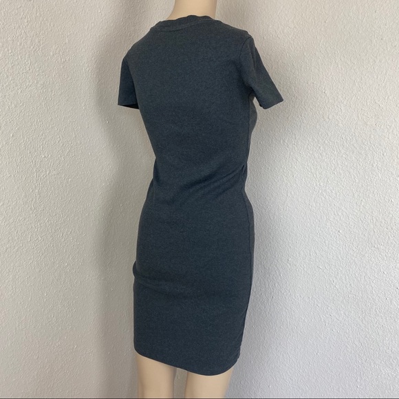 Zara Ribbed Knit Light Sweater Tee Dress Gray Small - Picture 6 of 8